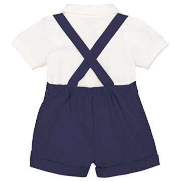 US Infant Toddler Boys' Navy Blue Dress Shirt Romper 3PCS Set