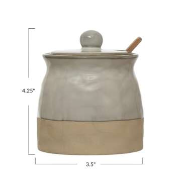 Creative Co-Op White Stoneware Sugar Pot with Lid