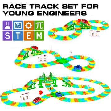 Glow Race Tracks Set with LED Cars - USA Toyz