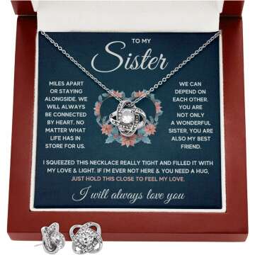 FG Family Gift Mall Sisters Gifts From Sister Necklaces For 2 Big Sister and Little Sister Happy Birthday Present For Women Jewelry Best Sister with Message Card and Gift Box