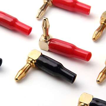 Right Angle Speaker Plugs - 10pcs Banana Connectors