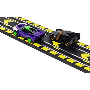 Micro Scalextric Justice League Batman vs Joker Battery Powered 1:64 Slot Car Race Track Set G1155T ,Black