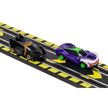 Micro Scalextric Justice League Batman vs Joker Battery Powered 1:64 Slot Car Race Track Set G1155T ,Black