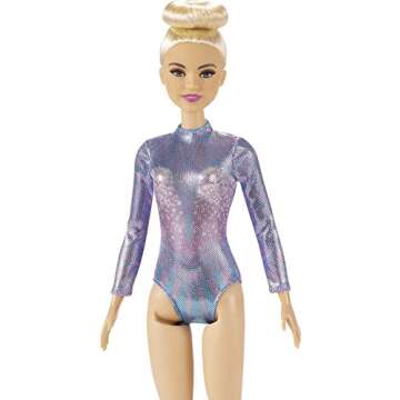 Barbie Careers Fashion Doll & Accessories, Rhythmic Gymnast with Blonde Hair & Brown Eyes Wearing Shimmery Leotard with Baton & Ribbon