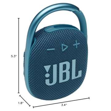 JBL Clip 4 - Portable Mini Bluetooth Speaker, big audio and punchy bass, integrated carabiner, IP67 waterproof and dustproof, 10 hours of playtime, speaker for home, outdoor and travel (Blue)