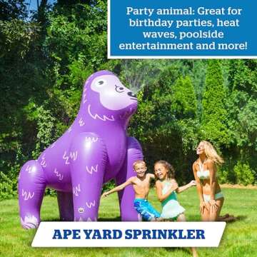 BigMouth Inc. Giant Inflatable Ape Sprinkler, Fun Summer Backyard Water Games & Splash Toy for Kids, 6.5 Feet Tall