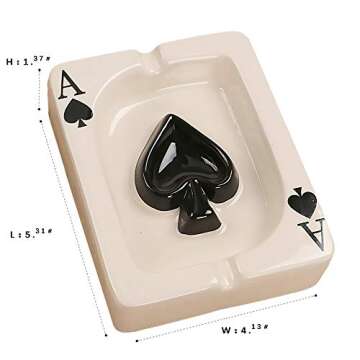 Ashtray,Creative Poker Ceramic Cigarette Ashtray,Cigarette Ashtray for Indoor or Outdoor Use，Ash Holder for Smokers,Desktop Smoking Ash Tray for Home Office Decoration