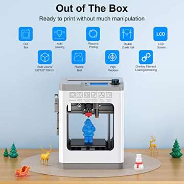 Entina Mini 3D Printers Tina 2, Fully Assembled and Auto Leveling 3D Printer for Beginners, Removable Magnetic Platform, High Precision Printing with PLA/PLA Pro/TPU, Size 3.9x4.7x3.9 inch