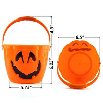 FUTUREPLUSX Halloween Light Up Pumpkin Bucket, Large Candy Bucket for Kids Jack O Lantern Trick or Treat Pail for Halloween Party Decor