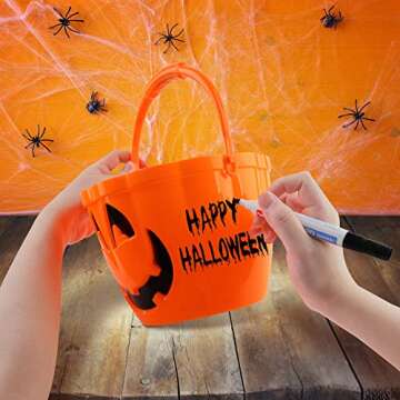 FUTUREPLUSX Halloween Light Up Pumpkin Bucket, Large Candy Bucket for Kids Jack O Lantern Trick or Treat Pail for Halloween Party Decor