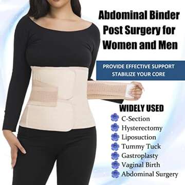 ChongErfei Postpartum Belly Band & Abdominal Binder Post Surgery Compression Wrap Recovery Support Belt (For waistline 25.5"-33",S/M, Beige)