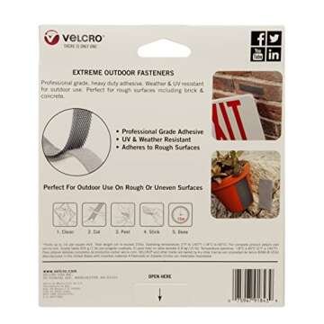 VELCRO Brand Extreme Outdoor Heavy Duty Tape | 10Ft x 1 In | Holds 15 lbs | Black with Stick on Adhesive | Strong Weather Resistant Holding Power - 91843