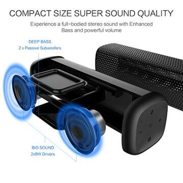 Mighty Rock 6110 Bluetooth Speakers Portable Wireless Speaker with 16W Rich Deep Bass, 12 Hours Playtime and Strong Aluminum-Alloy Shell Support TF Card (Black)