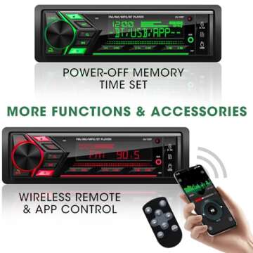 Single Din Car Stereo Radio: Bluetooth Mechless Multimedia System | AM FM Radio Receiver | MP3 USB Aux-in | 7 RGB LCD Backlight | Built-in Mic | Wireless Remote | APP Control