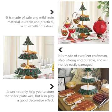 Amosfun Christmas Tree 2-Tiered Server Christmas Cupcake Stand Tree-Shaped Dessert Tower Holder for Christmas Holiday Party Winter Party Birthday Party Decoration Supplies