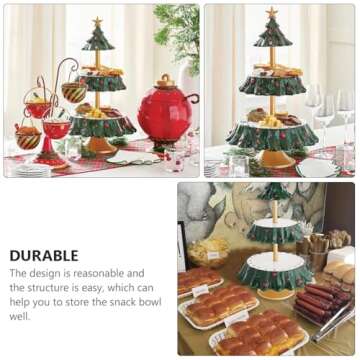 Amosfun Christmas Tree 2-Tiered Server Christmas Cupcake Stand Tree-Shaped Dessert Tower Holder for Christmas Holiday Party Winter Party Birthday Party Decoration Supplies