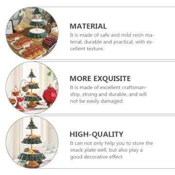 Amosfun Christmas Tree 2-Tiered Server Christmas Cupcake Stand Tree-Shaped Dessert Tower Holder for Christmas Holiday Party Winter Party Birthday Party Decoration Supplies