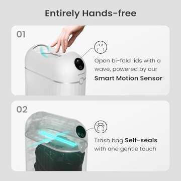 OPTIMUS TECHNOLOGY Automatic Trash Can Self Sealing and Self-Changing Smart Trash Can Motion Sensor Touchless Garbage can Kitchen Bathroom Office 6 Refill Bag Rings (Neos (6-Refill Bag))