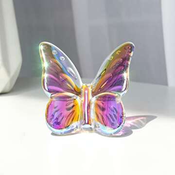 LONGWIN AB-Coated Crystal Flying Butterfly Figurines Collectible Crystal Animal Home Decor Ornaments