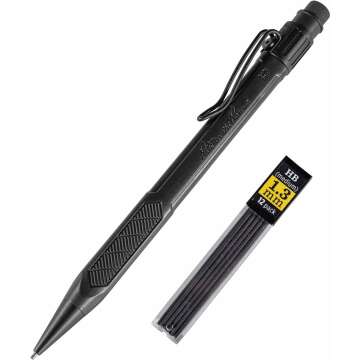 Rite in the Rain Weatherproof Mechanical Pencil, Black Barrel, 1.3mm Dark Lead, 12 lead refills (No. BK15)