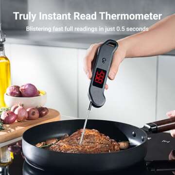 ThermoMaven Professional Meat Thermometer Digital, 0.5 Sec Truly Instant Read, NIST Certified Accurate to ±0.5℉, Ultra Bright LED Screen, 100% Waterproof, Motion-Sensing Wake/Sleep, Black