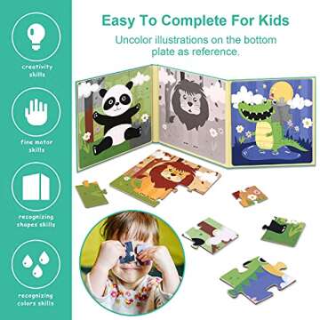 Magnetic Puzzles for Kids Ages 2-4, Montessori Toys Advanced Version 9-12-16 Piece Animal Jigsaw Puzzles Book for Toddlers, Travel Games, Preschool Educational Learning Toys for 3-5 Year Old Gifts