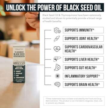 Black Seed Oil with 5% Thymoquinone - 100mg per Serving, 15:1 Concentrate from Nigella Sativa, Vegan, 30 Servings