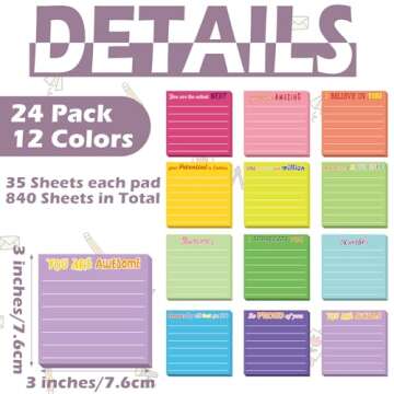 Yinder 24 Pcs Inspirational Sticky Notes  for Coworkers Nurse Office Supplies