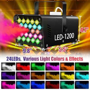 Fog Machine 24 Colorful LED Lights & 4 Strobe Effects for Parties