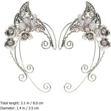 GANAZONO Fairy Elf Ear Cuffs with Pearl Wings