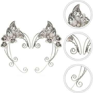 GANAZONO Fairy Elf Ear Cuffs with Pearl Wings