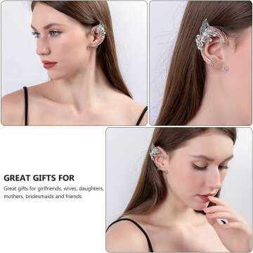 GANAZONO Fairy Elf Ear Cuffs with Pearl Wings