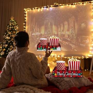 32Pcs Christmas Movie Night Popcorn Candy Snack Trays - Movie Theater Supplies for Kids Parties