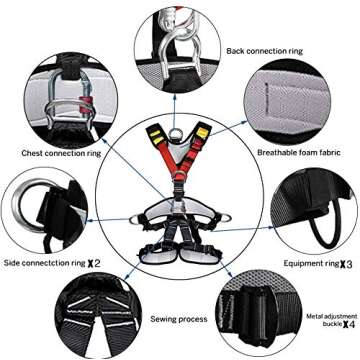 HeeJo Climbing, Rock Climbing, Safety seat belt for Rappelling Fire Rescuing Tree Climbing Gear