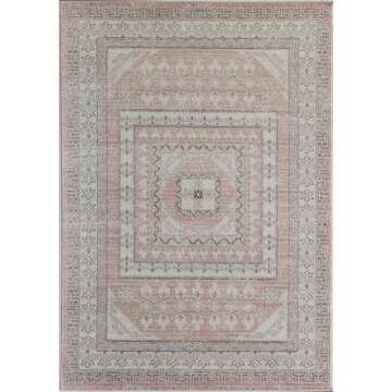 Rugs America Harper HY40A Vintage Transitional Carnation Non-Shedding Living Room Bedroom Dining Home Office Area Rug, 5'0"x7'0"