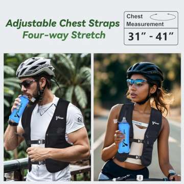 Running Vest for Women & Men, Adjustable Elasticated Sternum Straps Vest with 500ml Soft Flask, Fast and Free Reflective Running Vest, Designed for Running Marathon Trail Race Jogging Cycling