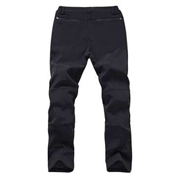 Gash Hao Mens Snow Ski Waterproof Softshell Snowboard Pants Outdoor Hiking Fleece Lined Zipper Bottom Leg (180Black, 30W x 28L)