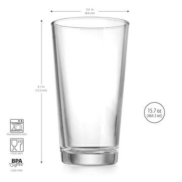 Home Essentials Drinking Glasses Set Of 10 Highball Glass Cups 16 Oz. Basic Water Glasses, Beer, Juice, Cocktails, Wine, Iced Tea, Bar Glasses. Dishwasher Safe.