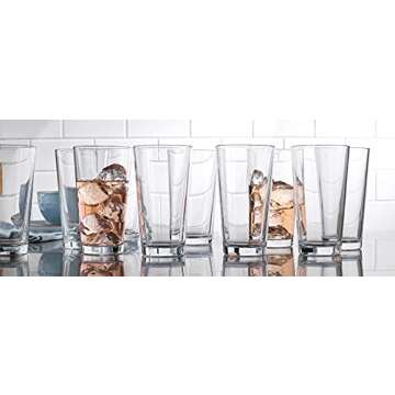 Home Essentials Drinking Glasses Set Of 10 Highball Glass Cups 16 Oz. Basic Water Glasses, Beer, Juice, Cocktails, Wine, Iced Tea, Bar Glasses. Dishwasher Safe.