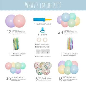 Pastel Balloon Garland Kit - Macaron Balloon Arch Kit for Parties - Small and Large Balloons Gold Confetti Mint Pink Balloons - Balloon Column