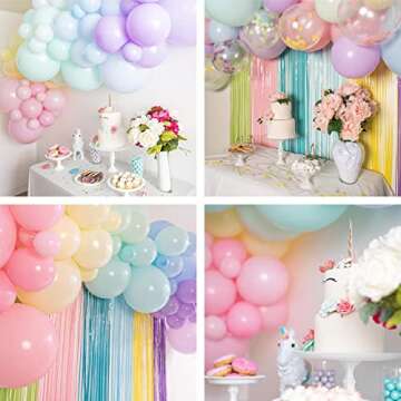 Pastel Balloon Garland Kit - Macaron Balloon Arch Kit for Parties - Small and Large Balloons Gold Confetti Mint Pink Balloons - Balloon Column