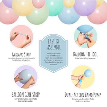 Pastel Balloon Garland Kit - Macaron Balloon Arch Kit for Parties - Small and Large Balloons Gold Confetti Mint Pink Balloons - Balloon Column