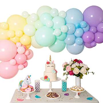 Pastel Balloon Garland Kit - Macaron Balloon Arch Kit for Parties - Small and Large Balloons Gold Confetti Mint Pink Balloons - Balloon Column