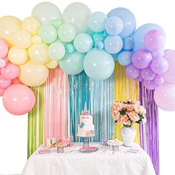 Pastel Balloon Garland Kit - Macaron Balloon Arch Kit for Parties - Small and Large Balloons Gold Confetti Mint Pink Balloons - Balloon Column