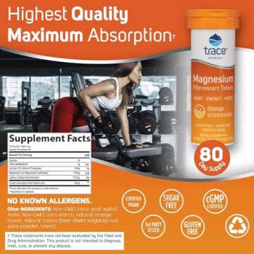 Trace Minerals Magnesium Effervescent - Bone & Circulatory Health Support Supplement - Magnesium Supplement to Aid Cardiovascular Health & Positive Outlook - Orange, 8 Containers (80 Servings)