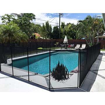 WaterWarden Pool Safety Fence for Inground Pool, 4’ x 24’ ft., Guards Children and Pets, UL Certified to ASTM F2288, 4 Foot Tall Removable Barrier, Hardware Included, 2 Sets of 4'x12', Black