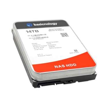 Basicnology NAS HDD 14TB 7200RPM SATA 6Gb/s 128MB Cache 3.5inch Internal NAS Hard Drive (BG14TSA256N) - 3 Years Warranty (Renewed)