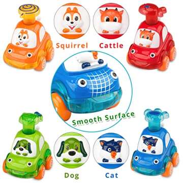 Wdebay 4 PCS Inertia Animal Car Toys for 1 Year Old Boy and Girl|Toddler Toys Age 1-2|1 Year Old Boy Gifts for 1st Birthday|Baby Toys 12-18 Months