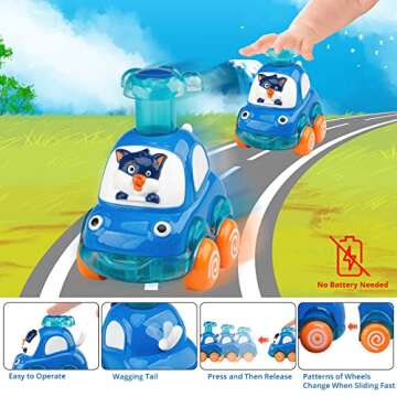 Wdebay 4 PCS Inertia Animal Car Toys for 1 Year Old Boy and Girl|Toddler Toys Age 1-2|1 Year Old Boy Gifts for 1st Birthday|Baby Toys 12-18 Months