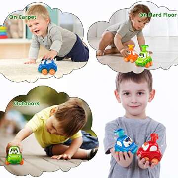 Wdebay 4 PCS Inertia Animal Car Toys for 1 Year Old Boy and Girl|Toddler Toys Age 1-2|1 Year Old Boy Gifts for 1st Birthday|Baby Toys 12-18 Months